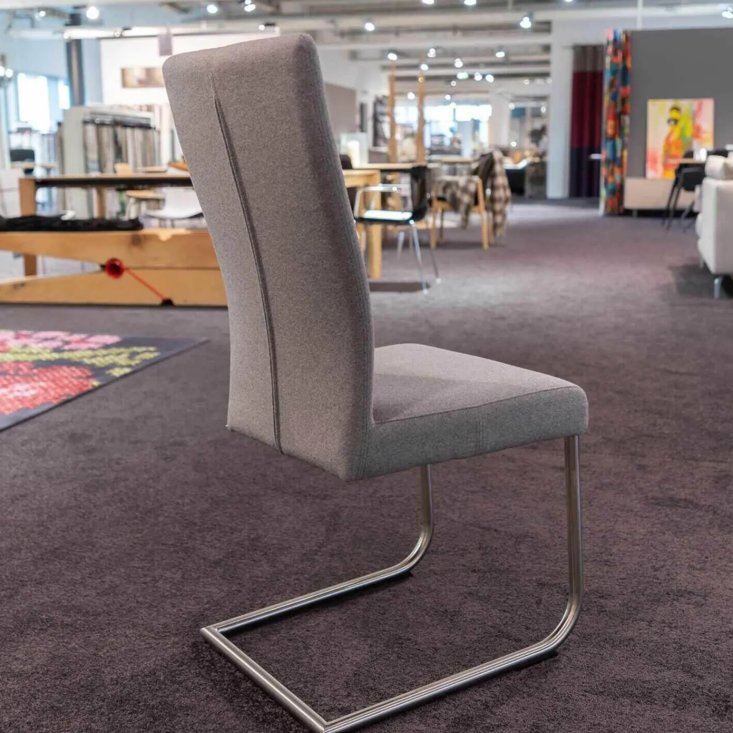 Carega Design Stuhlsets|4er-Set Freischwinger CA Diana 3/B Stoff Facet Aubergine Lichtgrijs Middengrijs Blue