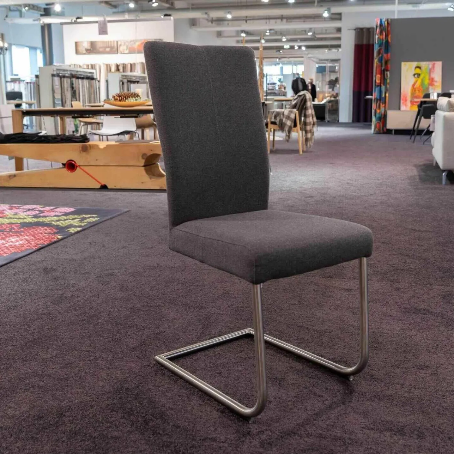 Carega Design Stuhlsets|4er-Set Freischwinger CA Diana 3/B Stoff Facet Aubergine Lichtgrijs Middengrijs Blue