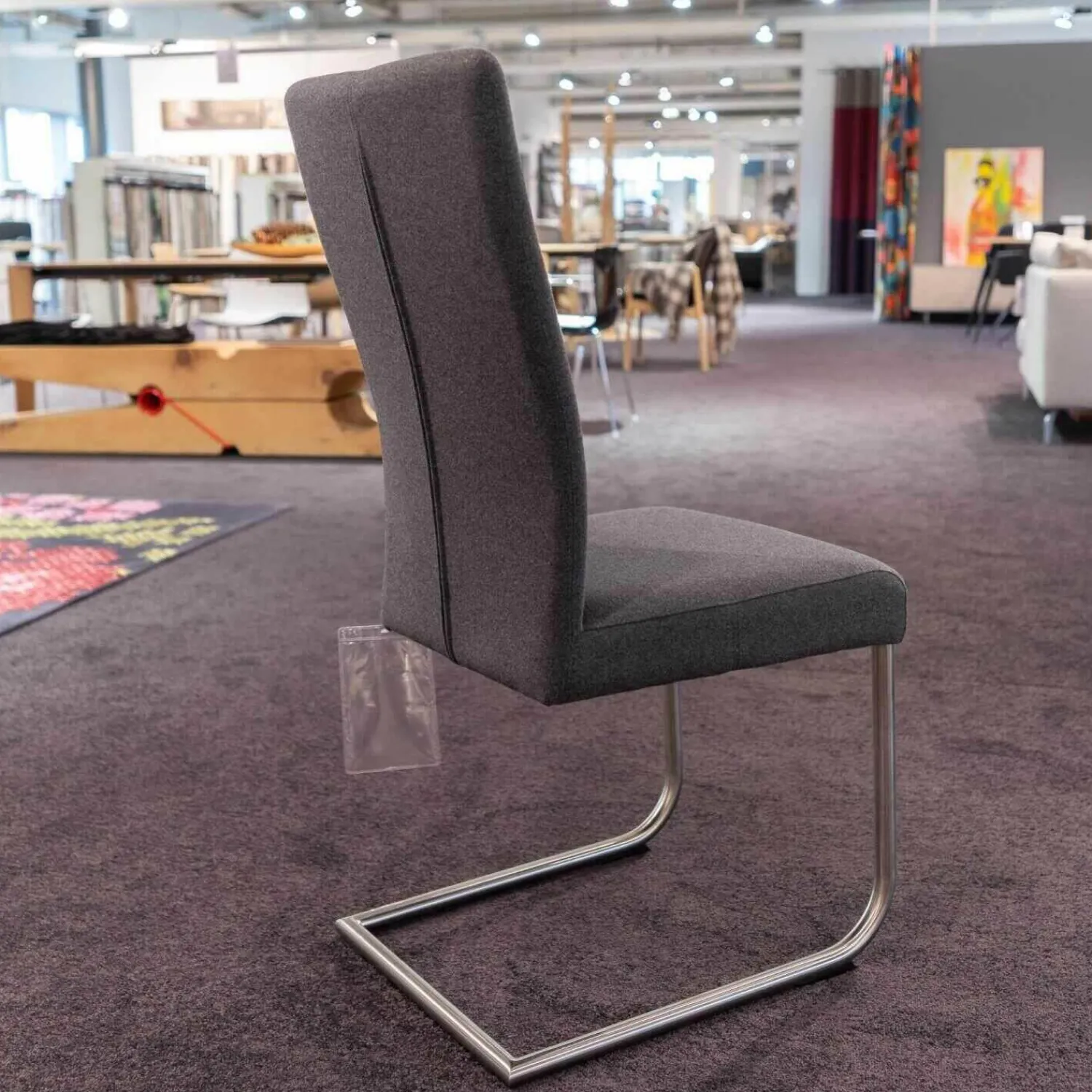 Carega Design Stuhlsets|4er-Set Freischwinger CA Diana 3/B Stoff Facet Aubergine Lichtgrijs Middengrijs Blue