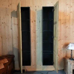 Nature Design Regale|2er-Set Hängeschrank NDE 3 Eiche Recyceltes Altholz Korpus Schwarz