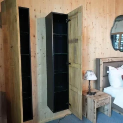 Nature Design Regale|2er-Set Hängeschrank NDE 3 Eiche Recyceltes Altholz Korpus Schwarz