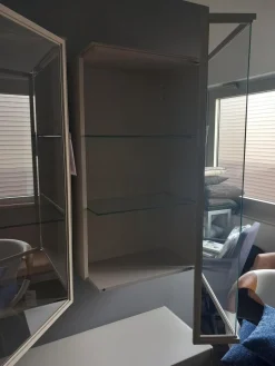 Sudbrock Vitrinen & Highboards|2er-Set Hängeschränke Cubo Glas Farbe Glattlack Kaschmir Grau Beige