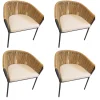 Ligne Roset Stuhlsets|4er-Set Lapel Rückenlehne Synthetischer Rattan Gestell Aluminium Kohlefarben