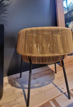 Ligne Roset Stuhlsets|4er-Set Lapel Rückenlehne Synthetischer Rattan Gestell Aluminium Kohlefarben