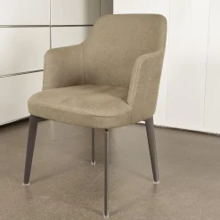 Flexform Stuhlsets|4er-Set Leda Stühle Stoffbezug Ernest 344 Beige mit Armlehnen