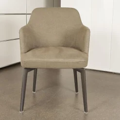 Flexform Stuhlsets|4er-Set Leda Stühle Stoffbezug Ernest 344 Beige mit Armlehnen