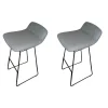 Freifrau Stuhlsets|2er-Set Leya Barstool Low Grauer Loden Filigranes Drahtgestell