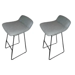 Freifrau Stuhlsets|2er-Set Leya Barstool Low Grauer Loden Filigranes Drahtgestell