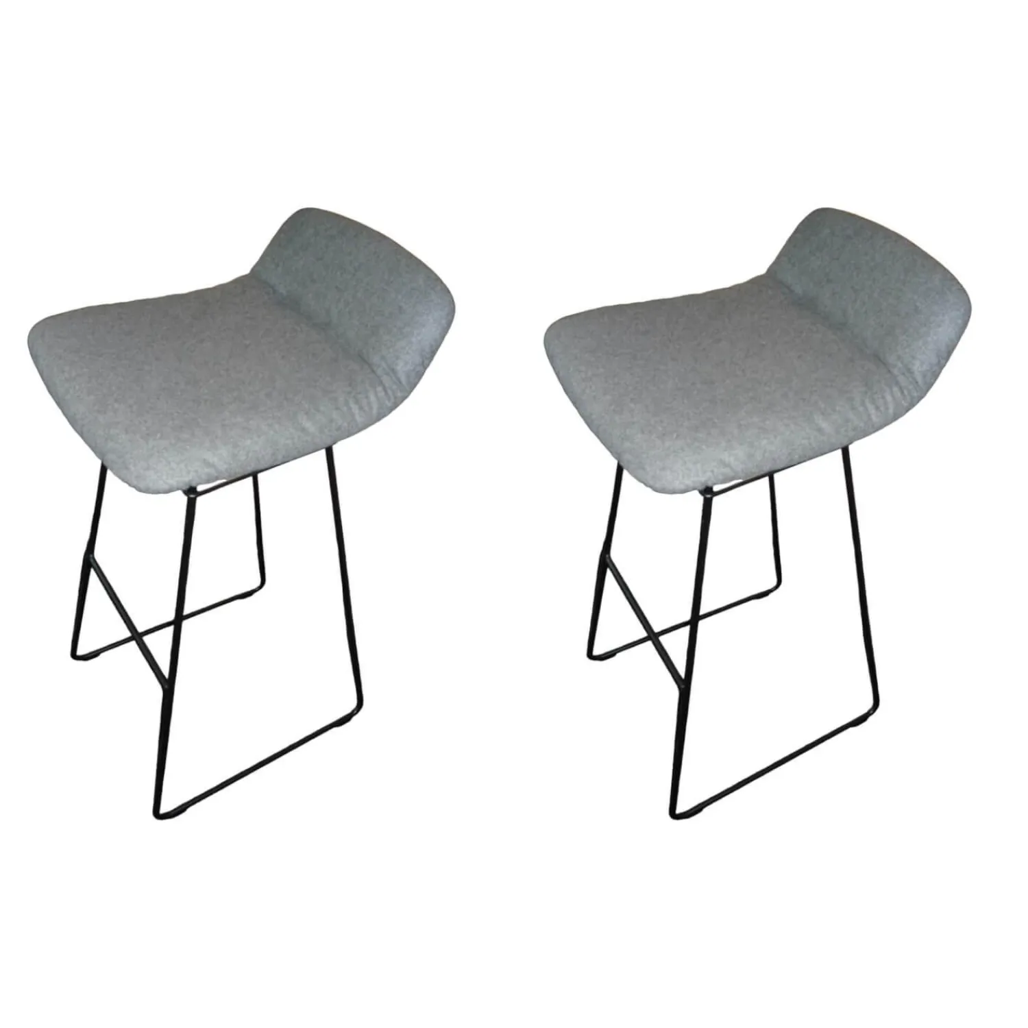 Freifrau Stuhlsets|2er-Set Leya Barstool Low Grauer Loden Filigranes Drahtgestell