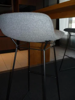 Freifrau Stuhlsets|2er-Set Leya Barstool Low Grauer Loden Filigranes Drahtgestell