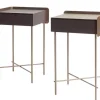 Christine Kröncke Nachttische|2er-Set Nachtkästchen Bela 39 1 Eiche Wenge Furniert Gestell Edelstahl Bronce Look Bronze Pulverbeschichtet