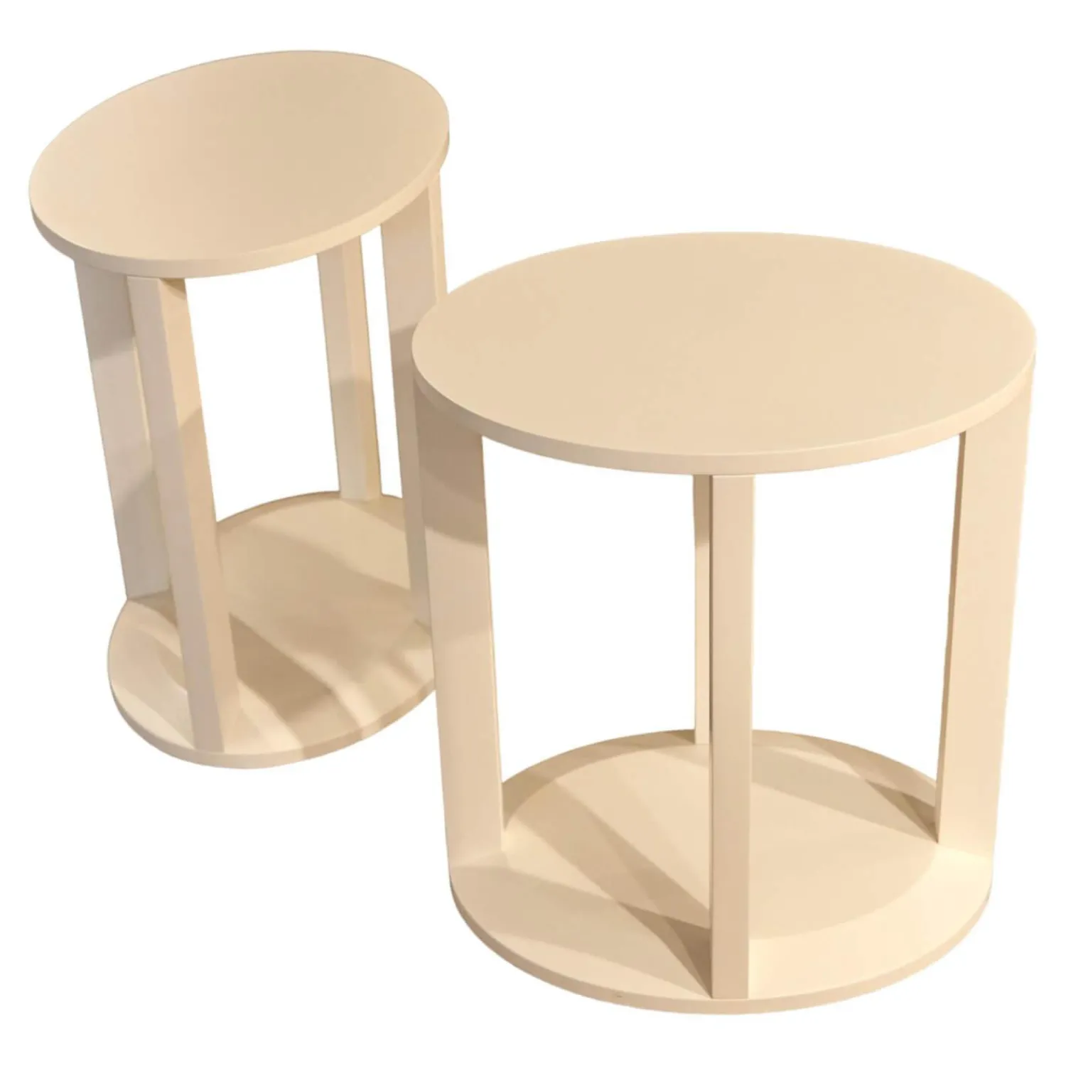 Treca Interiors Nachttische|2er-Set Nachttisch Daphne Oval Lack Matt Weiß