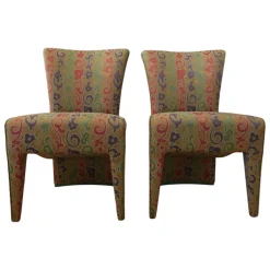 Luxus Stuhlsets|2er-Set Polsterstuhl Extra Stoff Mehrfarbig Füße Stoffbezogen