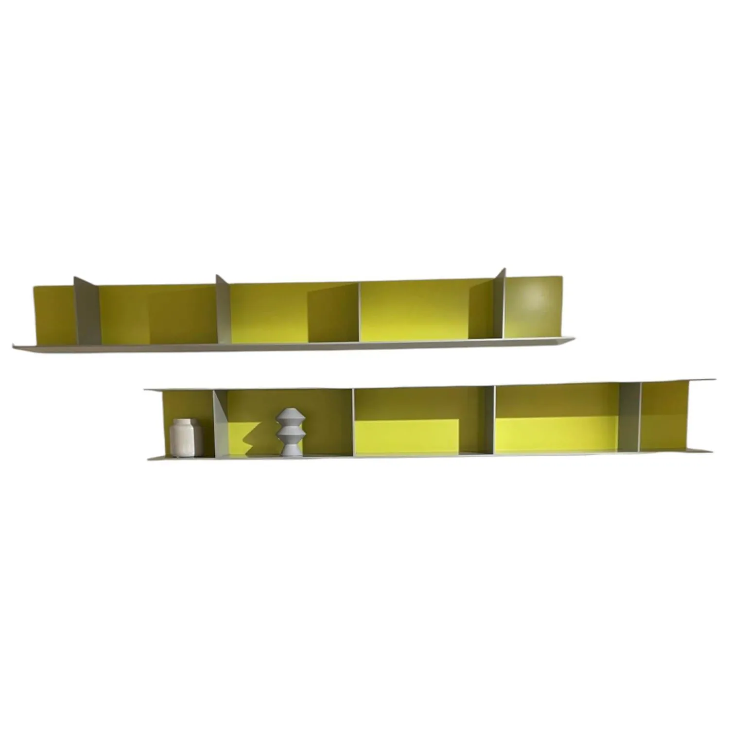 Interlübke Regale|2er-Set Regale Mell L-Regal U-Regal Mattlack Rauch Grau M28 Zitrone M93