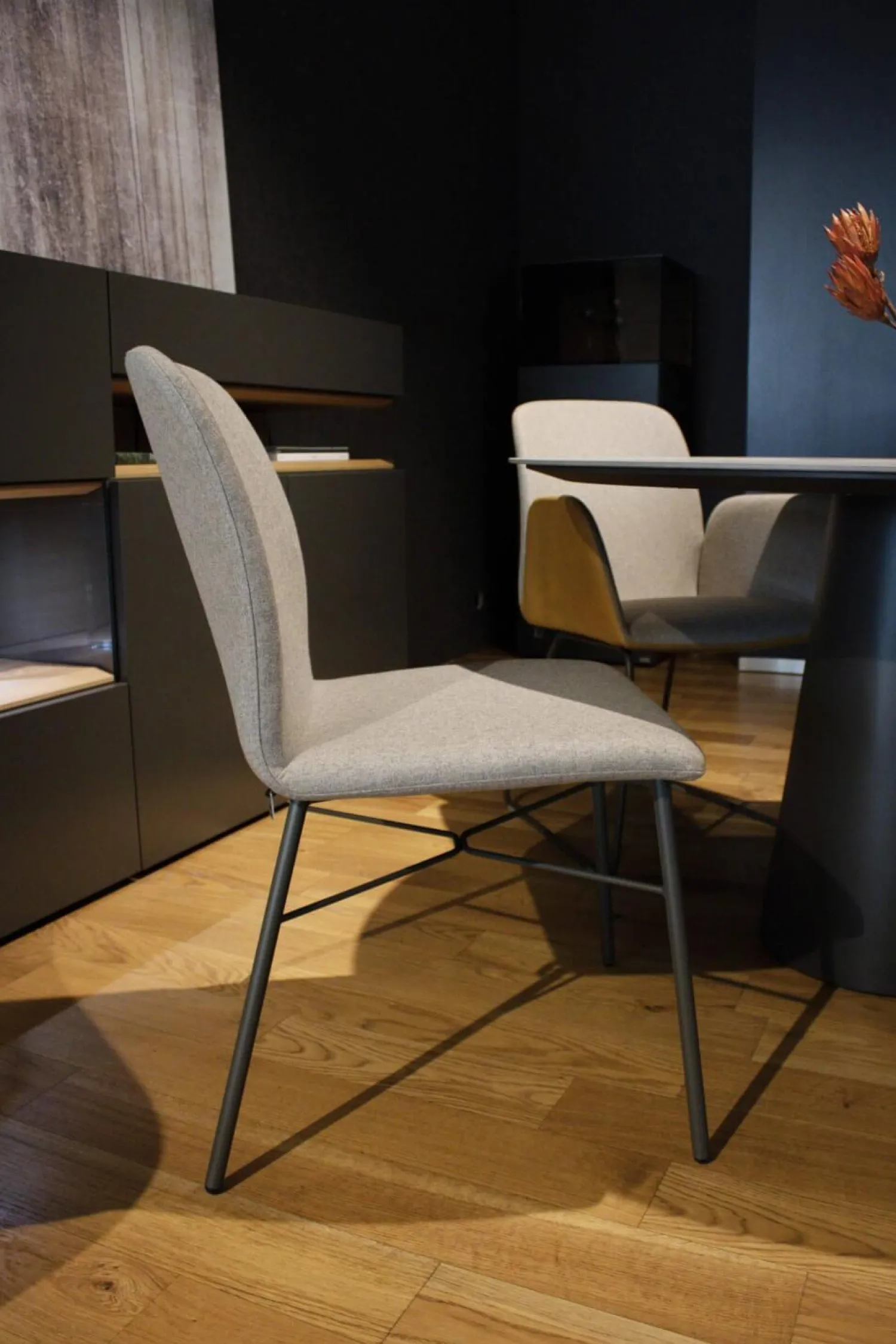 Hülsta Stuhlsets|4er-Set S1000 Stoff 4702 Graubeige Leder 4104 Senf