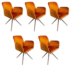 Hülsta Stuhlsets|5er-Set S1000 Stoff Velours M277 Rostrot