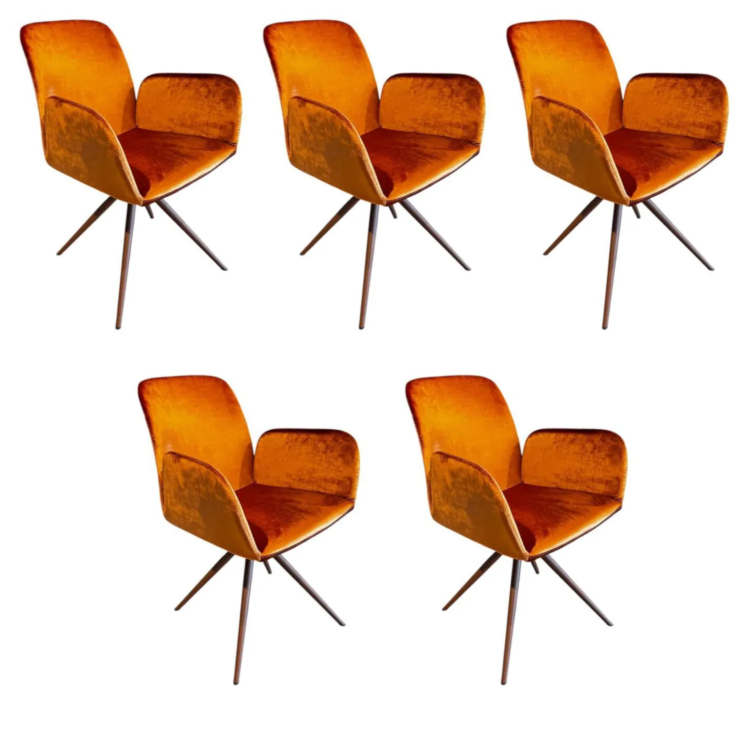 Hülsta Stuhlsets|5er-Set S1000 Stoff Velours M277 Rostrot