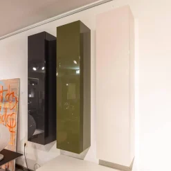 Piure Kommoden & Sideboards|3er-Set Schrank Horizon Flöte Hängend Lack Hochglanz Light Grey Forest Und Dark Grey