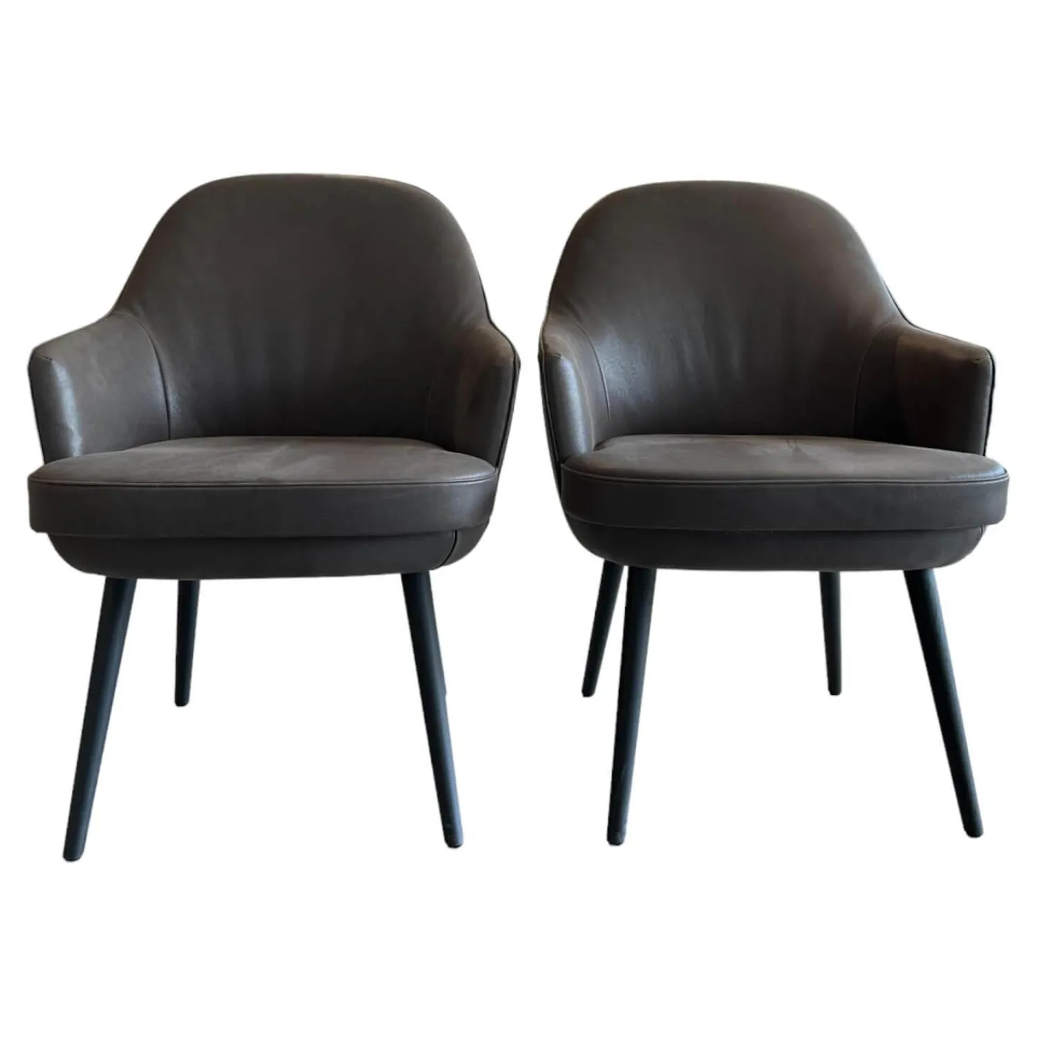 Walter Knoll Stuhlsets|2er-Set Sessel 1376 10 Leder Vintage 1410 Cigar Braun Grau Füße Eiche Geflammt Geölt Mit Kunststoffgleitern