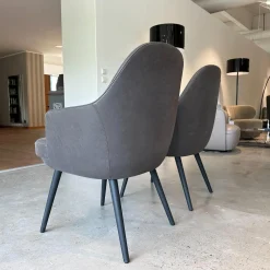 Walter Knoll Stuhlsets|2er-Set Sessel 1376 10 Leder Vintage 1410 Cigar Braun Grau Füße Eiche Geflammt Geölt Mit Kunststoffgleitern