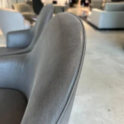 Walter Knoll Stuhlsets|2er-Set Sessel 1376 10 Leder Vintage 1410 Cigar Braun Grau Füße Eiche Geflammt Geölt Mit Kunststoffgleitern