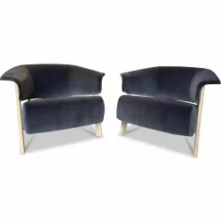Cassina Stuhlsets|2er-Set Sessel 571 Back Wing Stoffgruppe 0 Velours Grau (auch als Einzelstück zu verkaufen)
