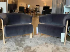 Cassina Stuhlsets|2er-Set Sessel 571 Back Wing Stoffgruppe 0 Velours Grau (auch als Einzelstück zu verkaufen)