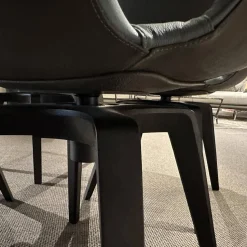 Poltrona Frau Stuhlsets|4er-Set Sessel Ginger 5542101 Bezug Außenschale Leder SC 28 Seppia Braun Grau Innen LEder SC 254 Stell Blue Grau Blau Gestell Wengeholzfarbig Esche 32 Drehbar Mit Rückholfunktion