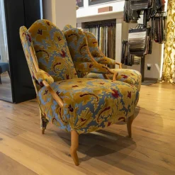 WK Wohnen Stuhlsets|2er-Set Sessel Retrostoff Mehrfarbig Gelb Blau Rot mit Rosshaarfüllung