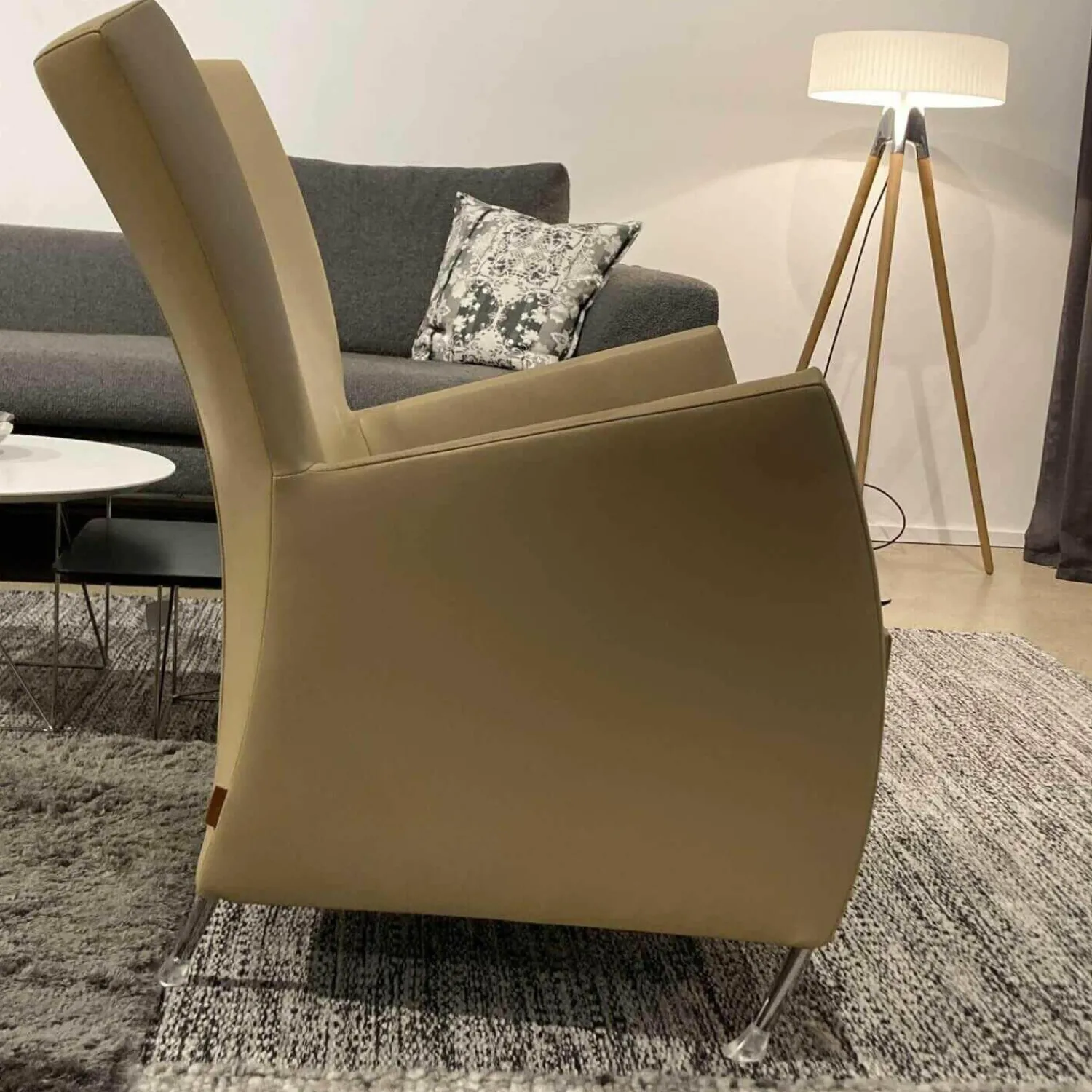 Montis Stuhlsets|2er-Set Sessel Windy Leder Elmosoft 02119 Beige mit Chromfüßen