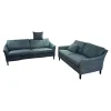 Bielefelder Werkstätten Polstergruppen|2er-Set Sofa Saloni BW135 Stoff Taylor BW1771 252 Blau Füße Wengefarbig Gebeizt Inklusive Nackenkissen
