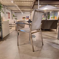 Stern Gartenstühle|Stuhlsets|8er-Set Stapelsessel Evoee Bezug Textilen Silber Gestell Edelstahl Armlehnen Aluminium Anthrazit