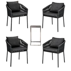 Gescova Stuhlsets|4er-Set Stühle Gabon Anthrazit Dunkelgrau Alu Charcoal