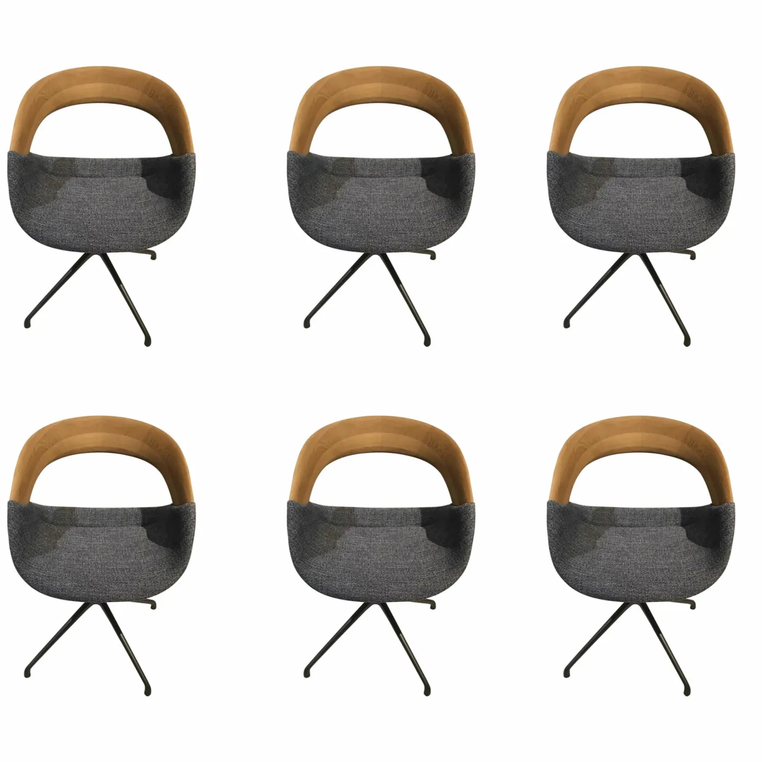 Hartmann Stuhlsets|6er-Set Stühle Harta Stoff Marine Grau Gestell Metall Anthrazit mit Drehfunktion