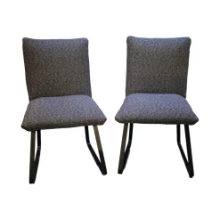 Bielefelder Werkstätten Stuhlsets|2er-Set Stühle Heaven Dining Stoff Mara Graphit Grau Gestell Metallkufe Schwarz Ohne Armlehne