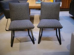 Bielefelder Werkstätten Stuhlsets|2er-Set Stühle Heaven Dining Stoff Mara Graphit Grau Gestell Metallkufe Schwarz Ohne Armlehne