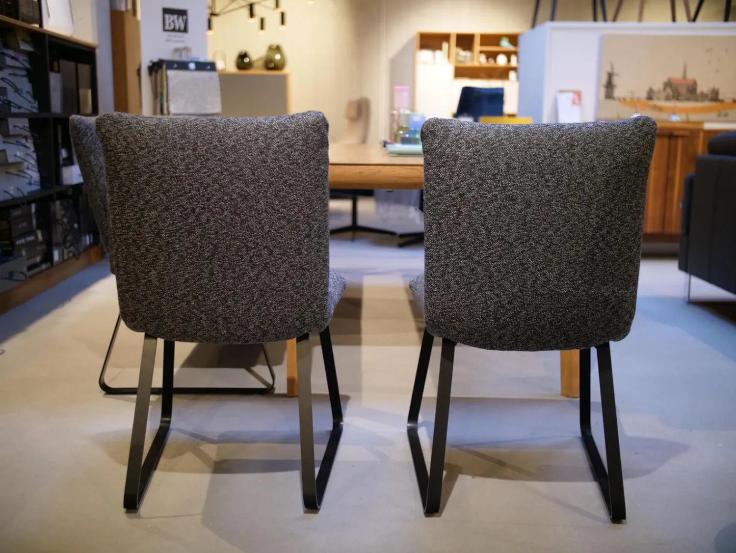 Bielefelder Werkstätten Stuhlsets|2er-Set Stühle Heaven Dining Stoff Mara Graphit Grau Gestell Metallkufe Schwarz Ohne Armlehne