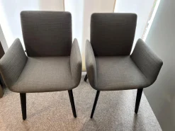 COR Stuhlsets|2er-Set Stühle Jalis Stoff 7145 Taupe Grau Gestell Massivholz Schwarz Geölt