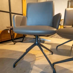 Riva1920 Stuhlsets|6er-Set Stühle Materia Soft Leder Cristal mit Drehgestell