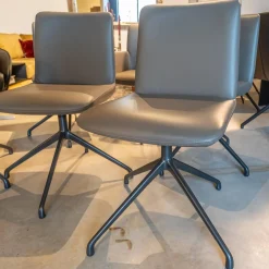 Riva1920 Stuhlsets|6er-Set Stühle Materia Soft Leder Cristal mit Drehgestell