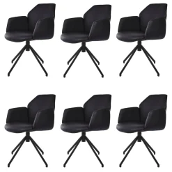 Ronald Schmitt Design Stuhlsets|6er-Set Stühle Mirella-C Leder Toledo Nero Spinnengestell Schwarz mit Rückholfeder