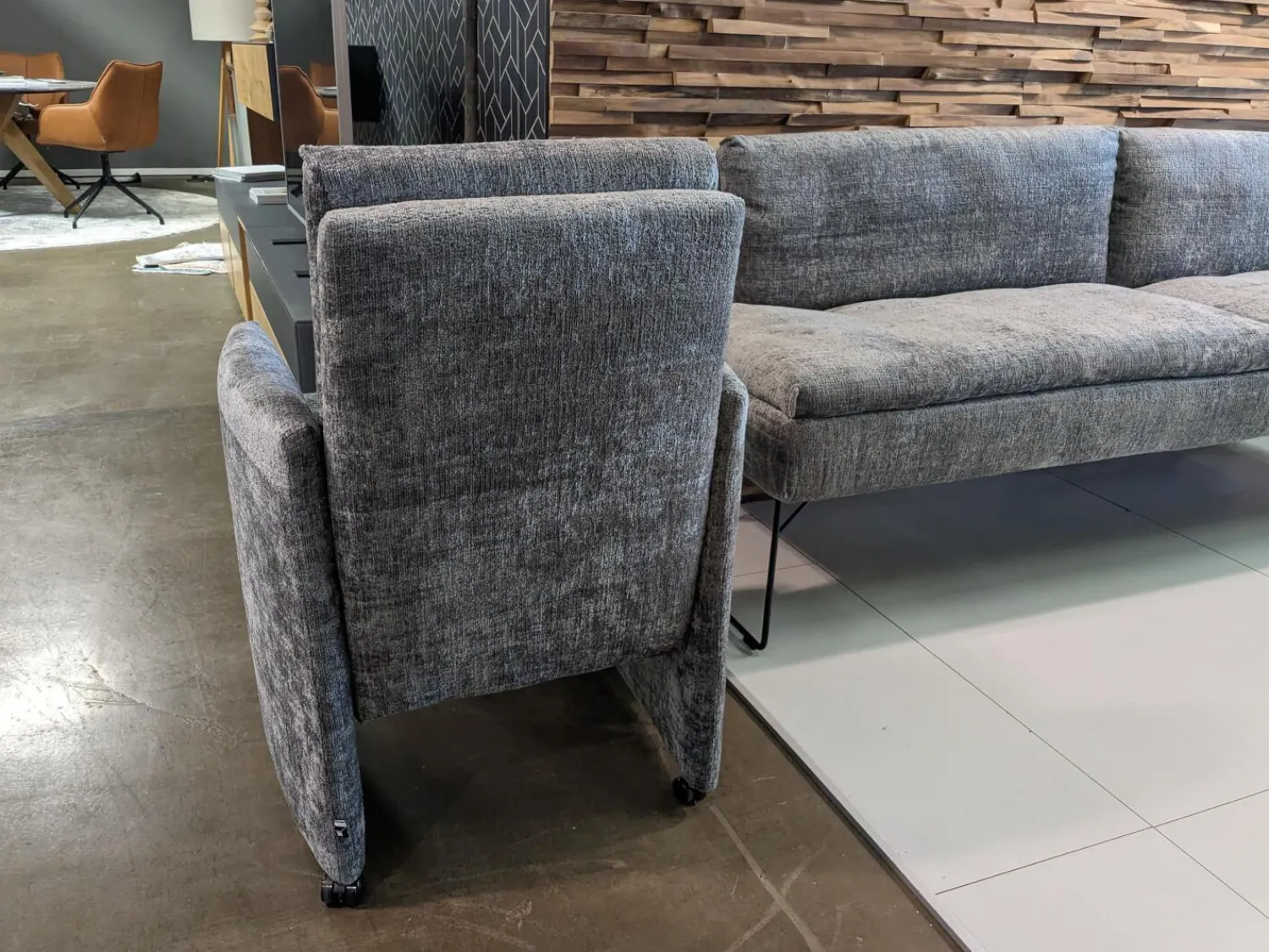 WK Wohnen Stuhlsets|2er-Set Stühle mit Bank WK790/791 Stoff B3094 Basalt Grau