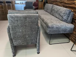 WK Wohnen Stuhlsets|2er-Set Stühle mit Bank WK790/791 Stoff B3094 Basalt Grau