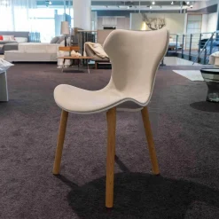 B&B Italia Stuhlsets|2er-Set Stühle Papilio Shell SH2I Holz Schale Weiß 0116B Stoff EBE Bastfarben 2429102