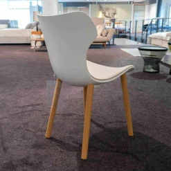 B&B Italia Stuhlsets|2er-Set Stühle Papilio Shell SH2I Holz Schale Weiß 0116B Stoff EBE Bastfarben 2429102