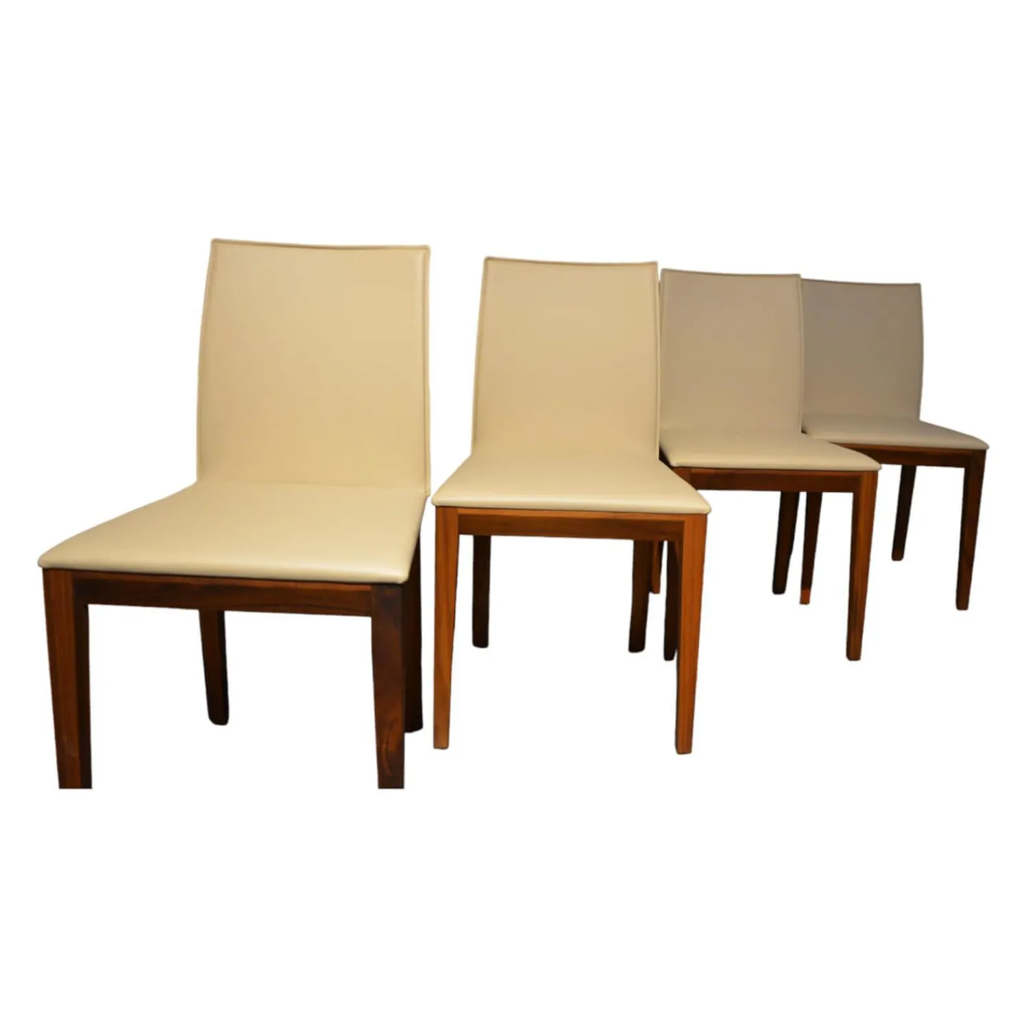 Scholtissek Stuhlsets|4er-Set Stühle Sando 2 Leder Altweiß Gestell Nussbaum Natur Geölt