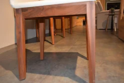 Scholtissek Stuhlsets|4er-Set Stühle Sando 2 Leder Altweiß Gestell Nussbaum Natur Geölt