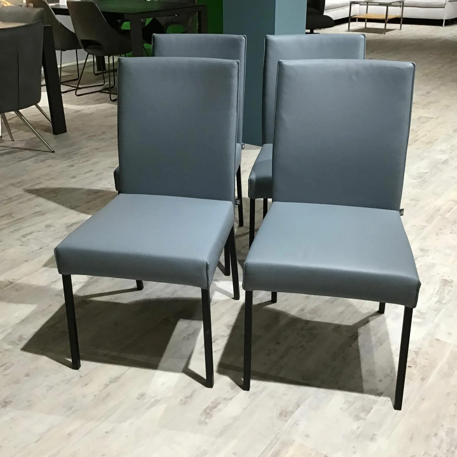 Rolf Benz Stuhlsets|6er-Set STU 652 STU 651 Leder 60.515 Blaugrau Gestell Schwarz