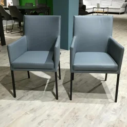 Rolf Benz Stuhlsets|6er-Set STU 652 STU 651 Leder 60.515 Blaugrau Gestell Schwarz