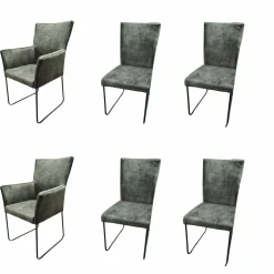 Natura Stuhlsets|6er-Set Stuhl 4110 Stoff Almeida Hunter Grün-Grau Kufe Schwarz Pulverbeschichtet